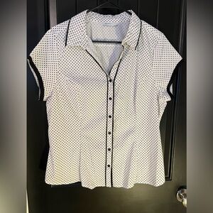 Ricki's White Polka Dot Button-Up Blouse with Black Trim